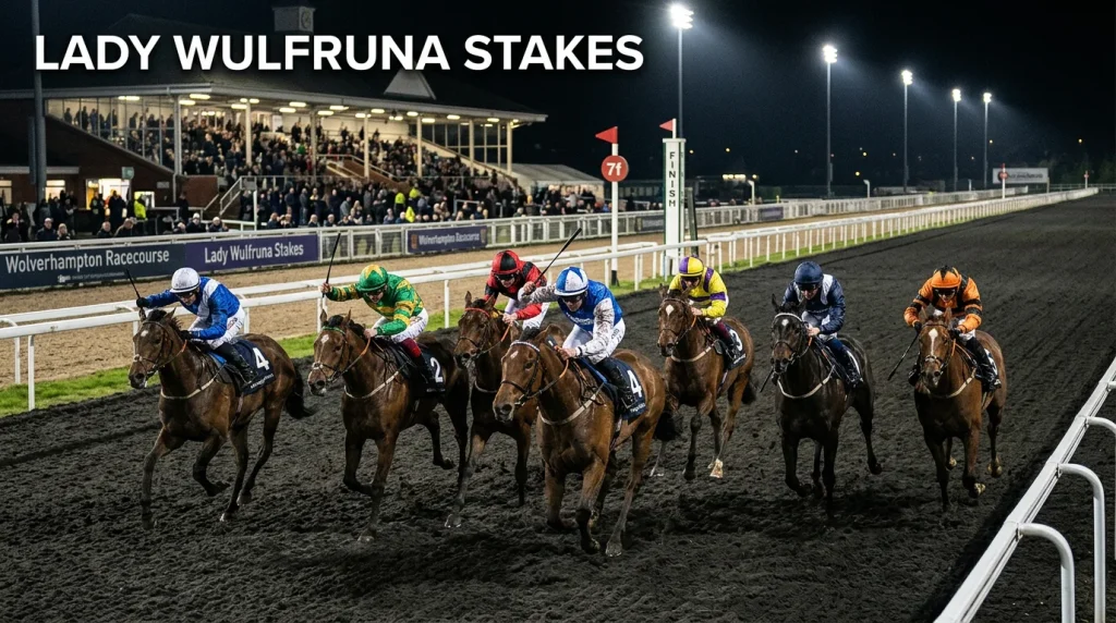 Lady Wulfruna Stakes — horses racing on the Tapeta track at Wolverhampton under floodlights