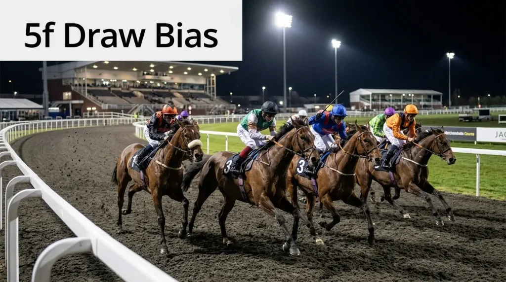 Wolverhampton 5f draw bias — sprinters breaking from the stalls on the sharp five-furlong start