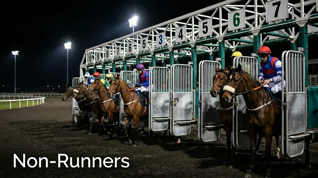 Wolverhampton non-runners — an empty stall in the starting gates at Dunstall Park before a race